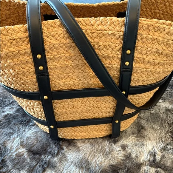 RARE Saint Laurent Raffia Caged Panier Bag - Picture 3 of 9